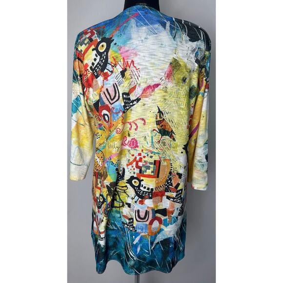 Inoah Size Large Abstract Art Dress Birds Contemporary Modernist Pop Art Granny - Picture 5 of 14
